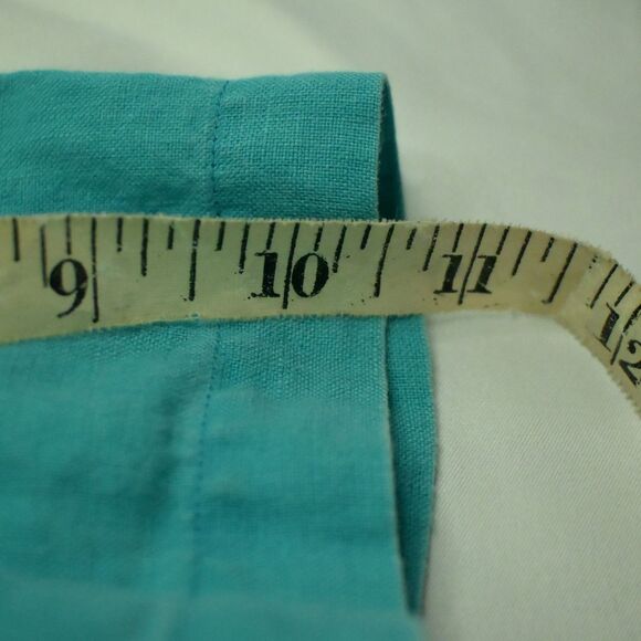 Alan Flusser Mens Medium Blue Button Down Up Linen Short Sleeve Shirt - Picture 5 of 6